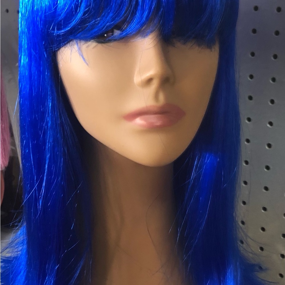 Synthetic blue wig